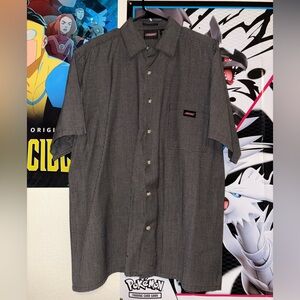 Dickies Men's Black and White Checkered Button Down Shirt